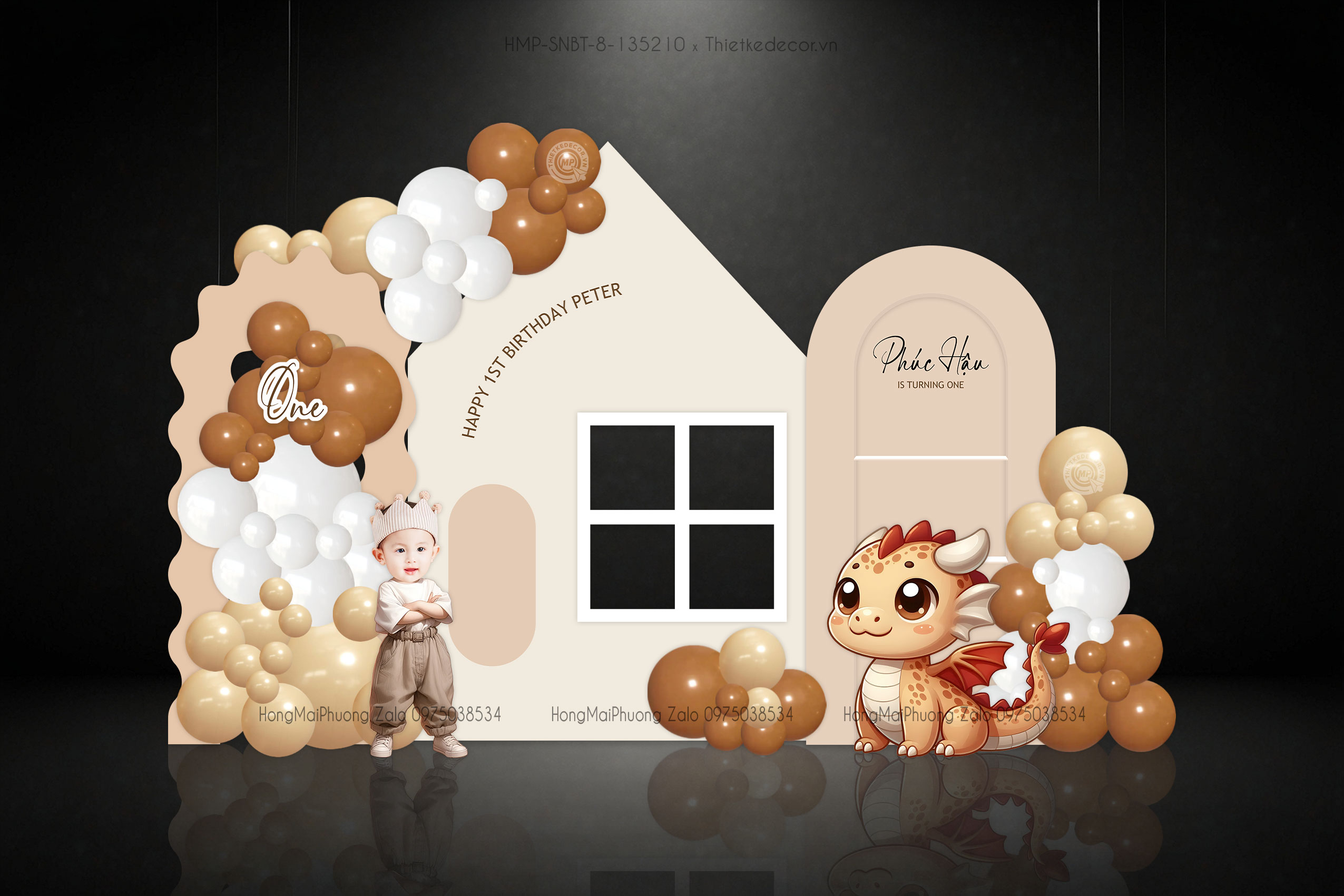 Sinh nhật bé trai tuổi rồng ngôi nhà tone Be