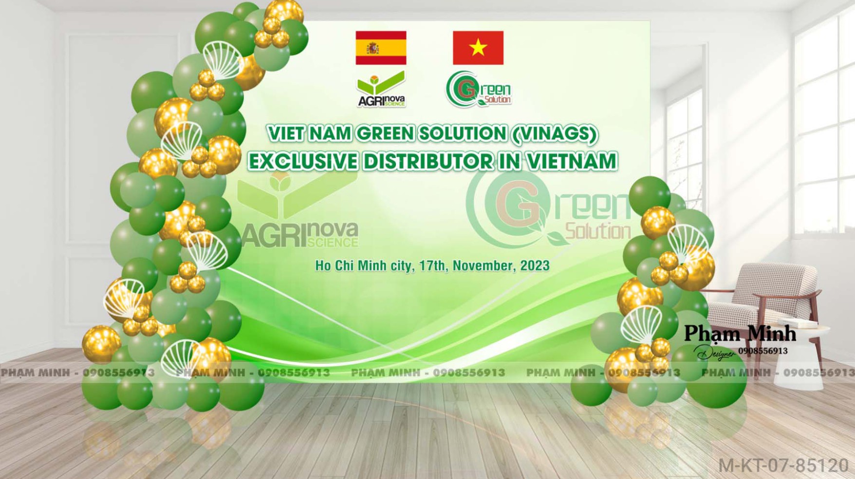 File thiết kế background khai trương công ty tone xanh lá sang trọng luxury