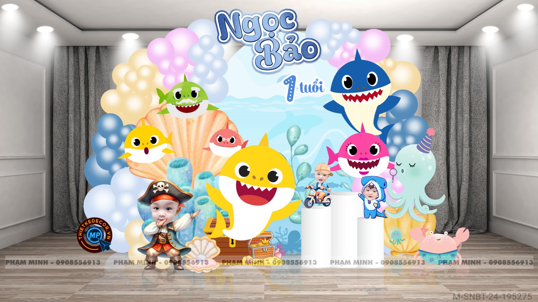 File sinh nhật bé trai chủ đề Baby Shark cute đáng yêu.