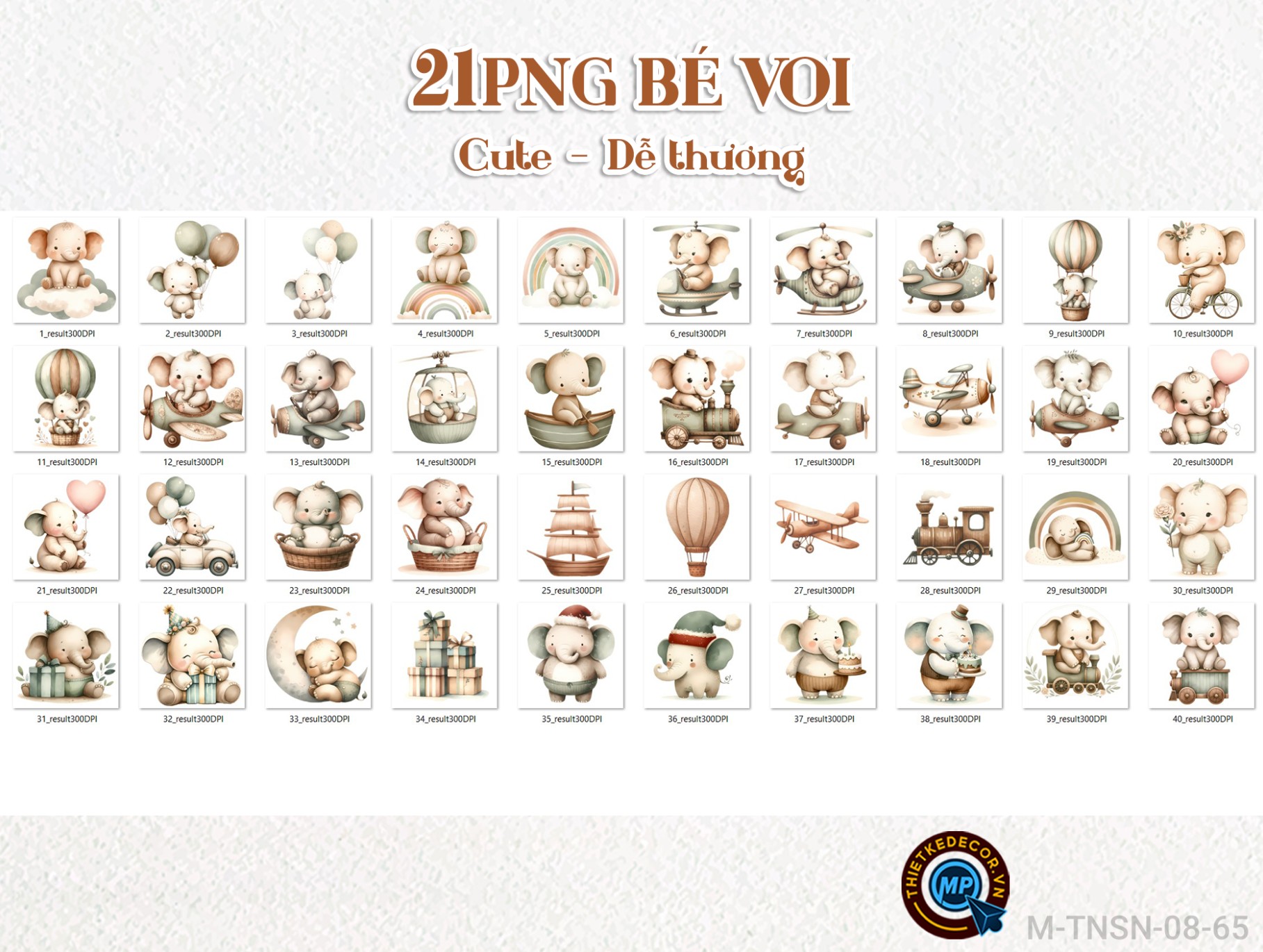21 PNG Bé Voi cute dễ thương đáng yêu tách nền nét căng.