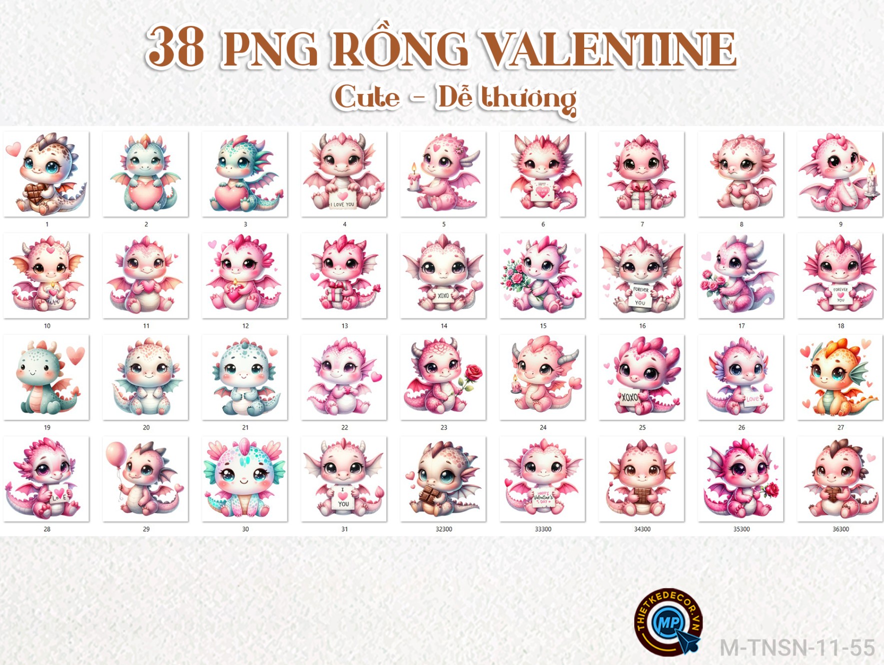 38 PNG Rồng Valentine cute dễ thương đáng yêu thiết kế sinh nhật bé 1 tuổi.