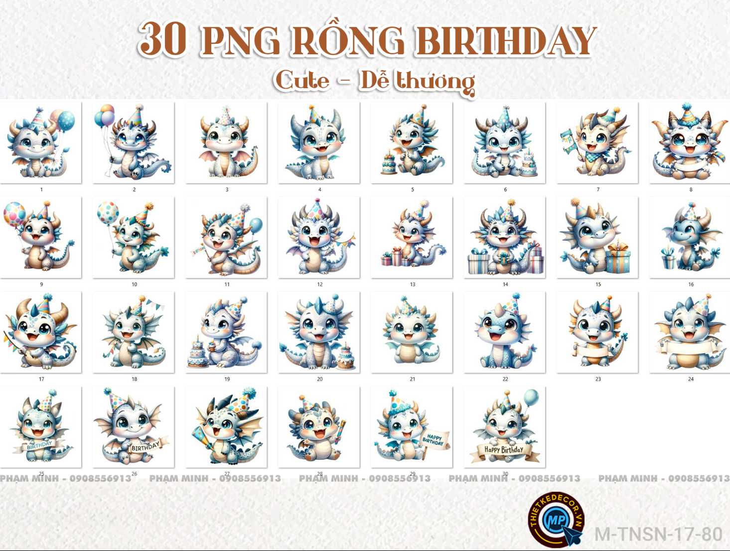 30 PNG Rồng Birthday cute dễ thương đáng yêu thiết kế sinh nhật bé 1 tuổi.