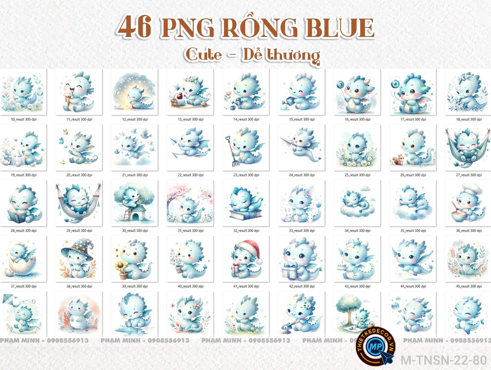 46 PNG Rồng blue cute đáng yêu dễ thương 300ppi nét căng