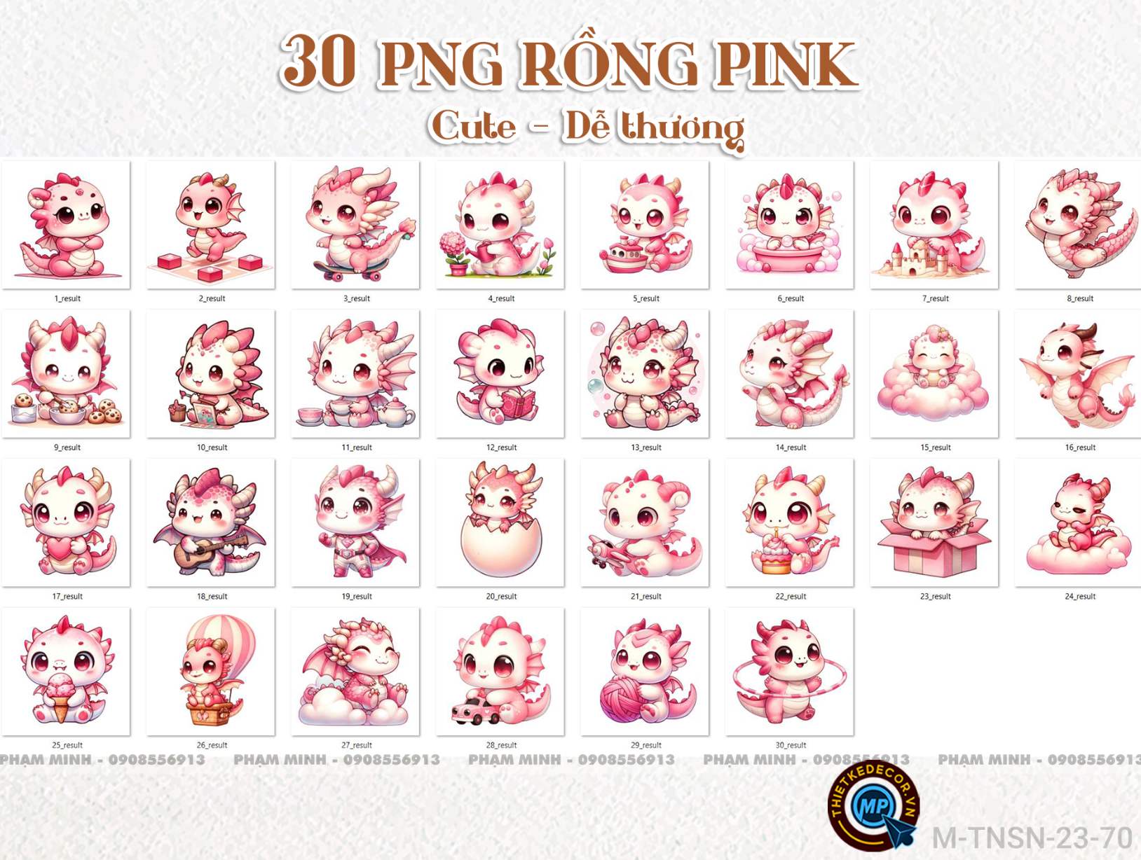 30 PNG rồng pink cute đáng yêu dễ thương 300ppi nét căng