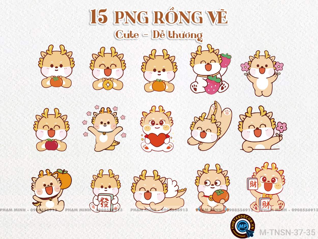 15 PNG Rồng nét vẽ dễ thương cute PNG