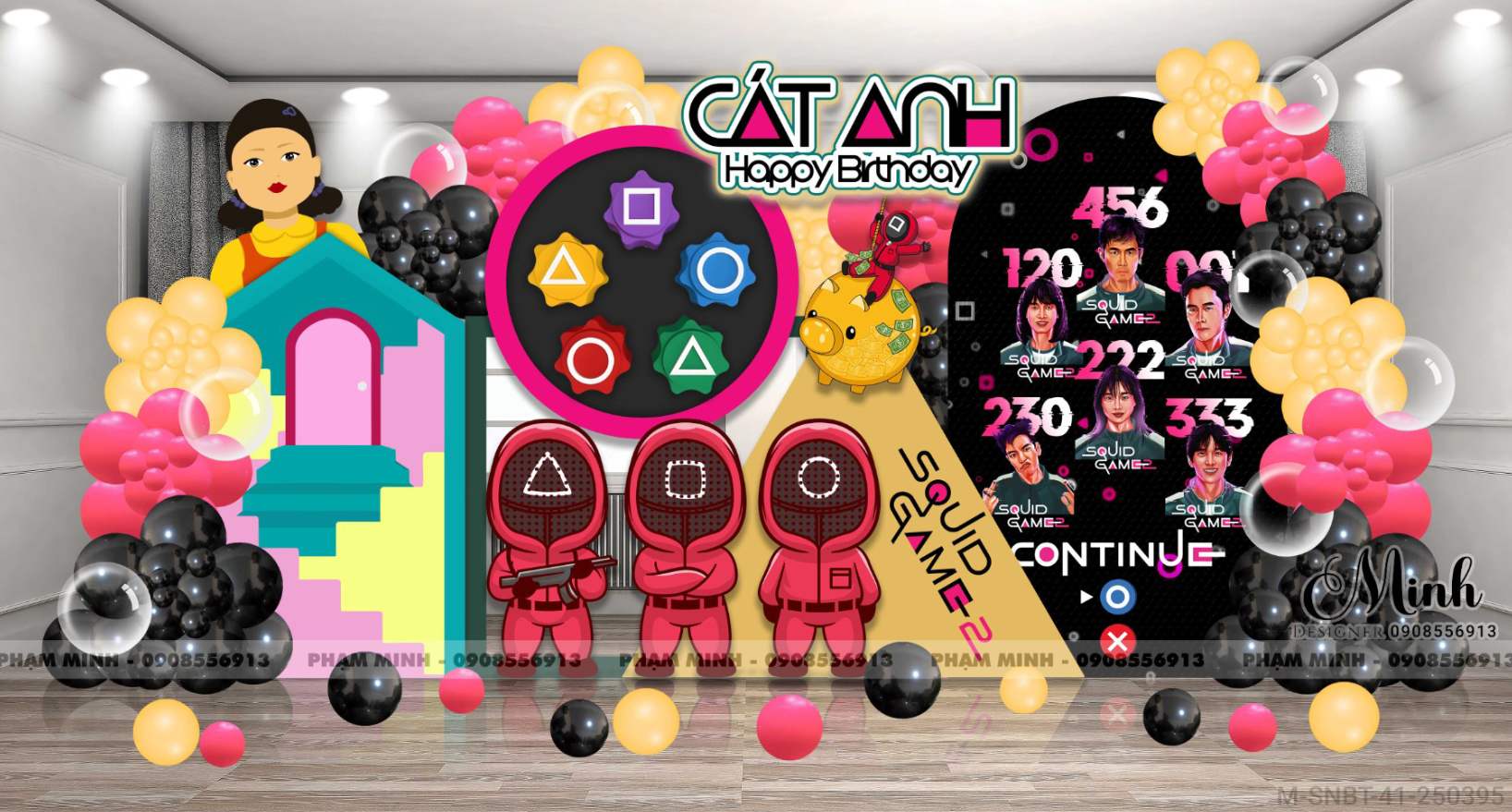 File thiết kế sinh nhật bé trai chủ đề Squid Game hot trend đẳng cấp.