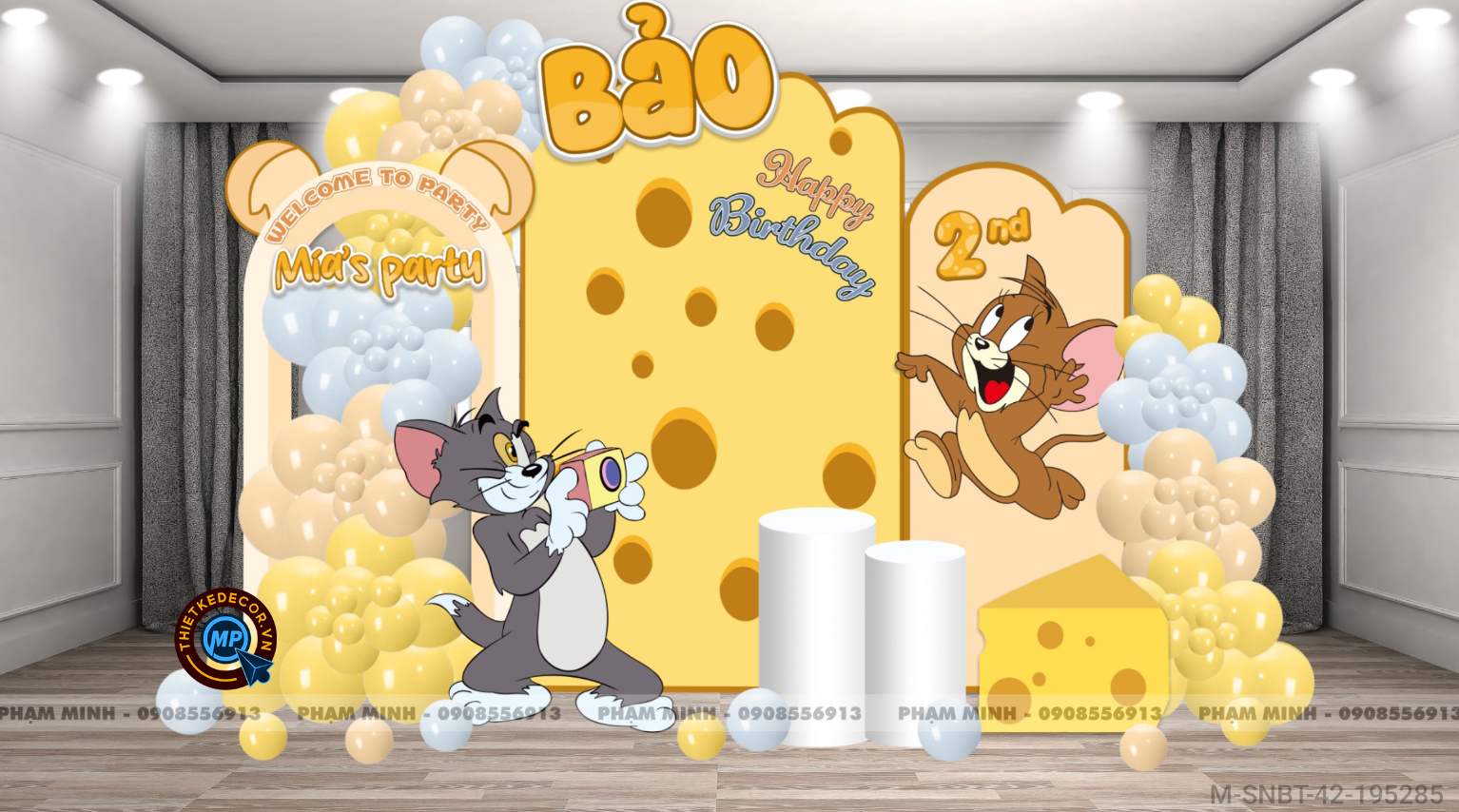 File thiết kế sinh nhật chủ đề Tom & Jerry cute dễ thương đáng yêu.