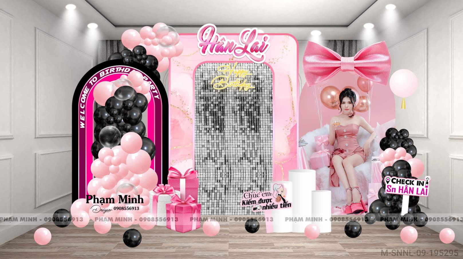 File thiết kế sinh nhật cho Cô gái / Sếp sang trọng đẳng cấp Black Pink.