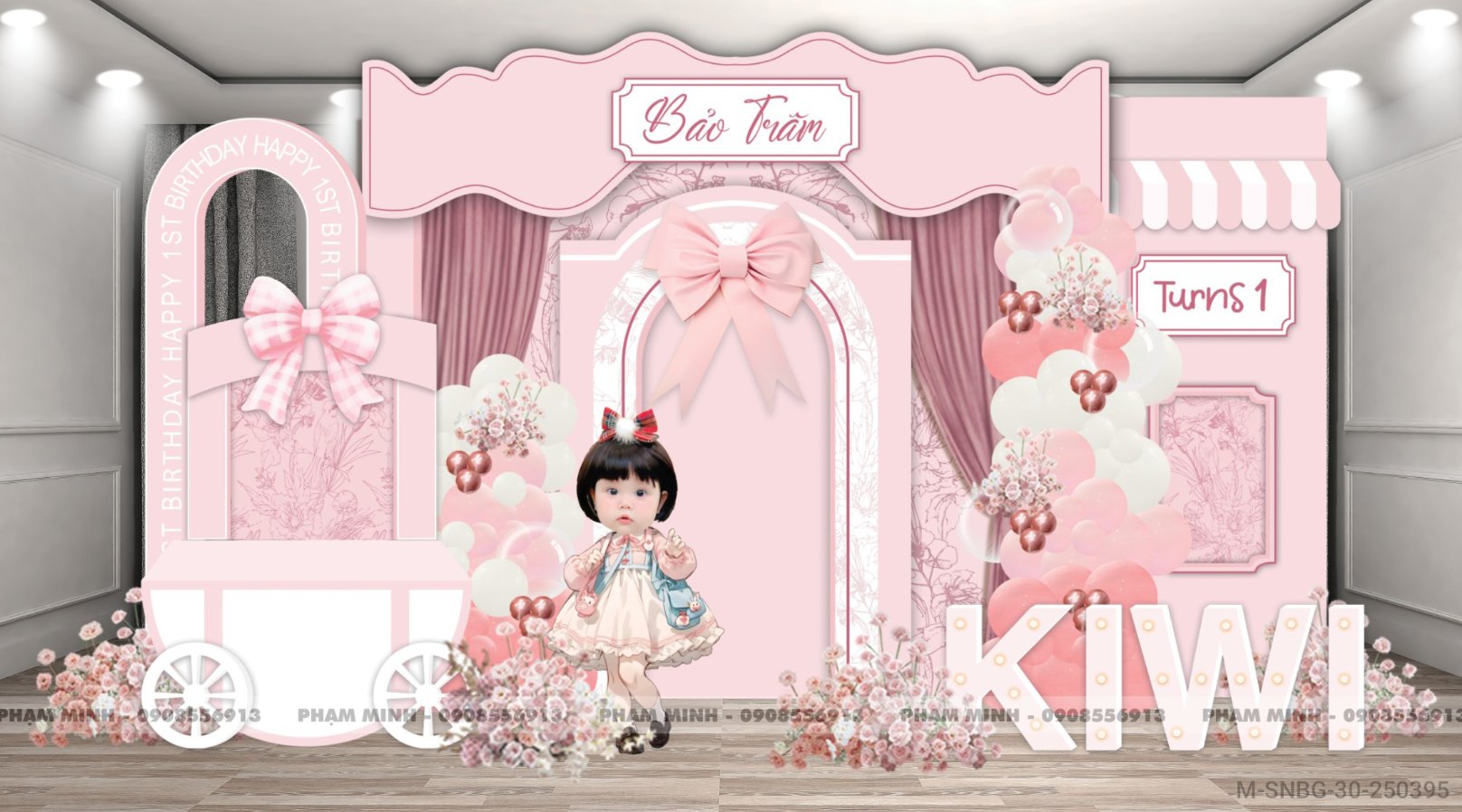 File thiết kế sinh nhật bé gái chủ đề công chúa tone hồng dễ thương đáng yêu cute sang trọng.