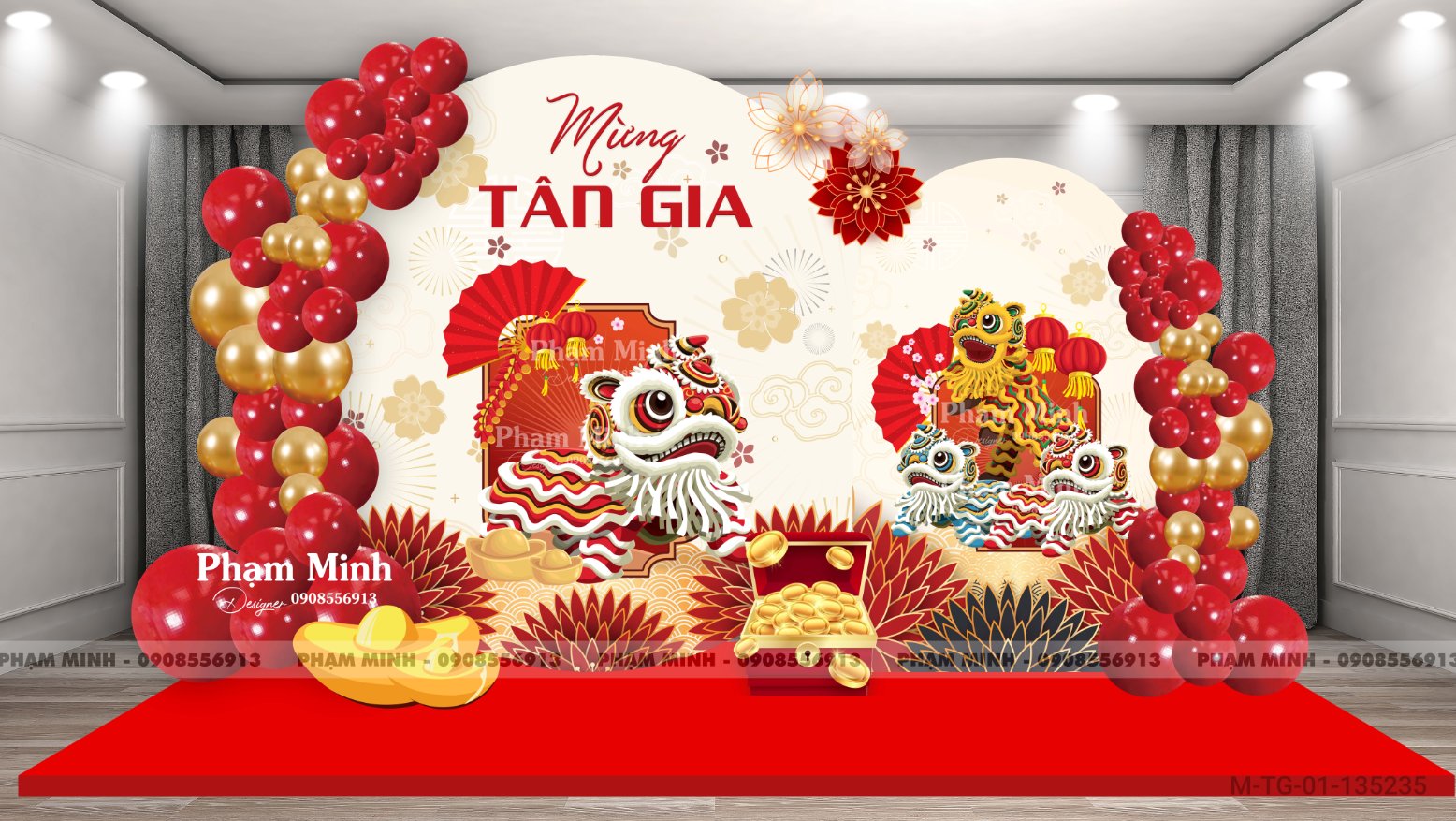 File thiết kế tân gia tone đỏ vàng sang trọng đẳng cấp