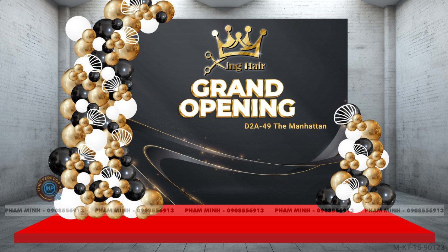 File thiết kế background khai trương Công Ty  Grand Opening  tone đen vàng Luxury Sang Trọng