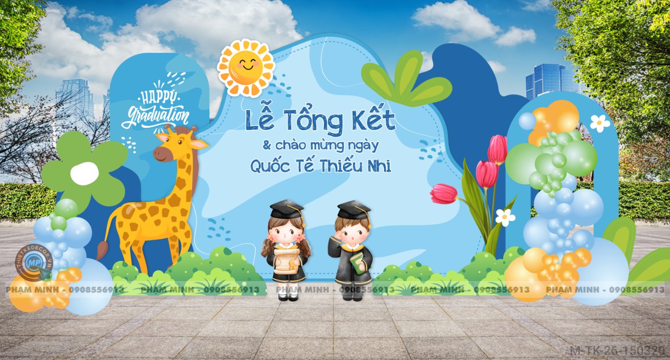 File thiết kế Tổng kết năm học và Chào mừng Quốc tế thiếu nhi 1/6 dễ thương đáng yêu.