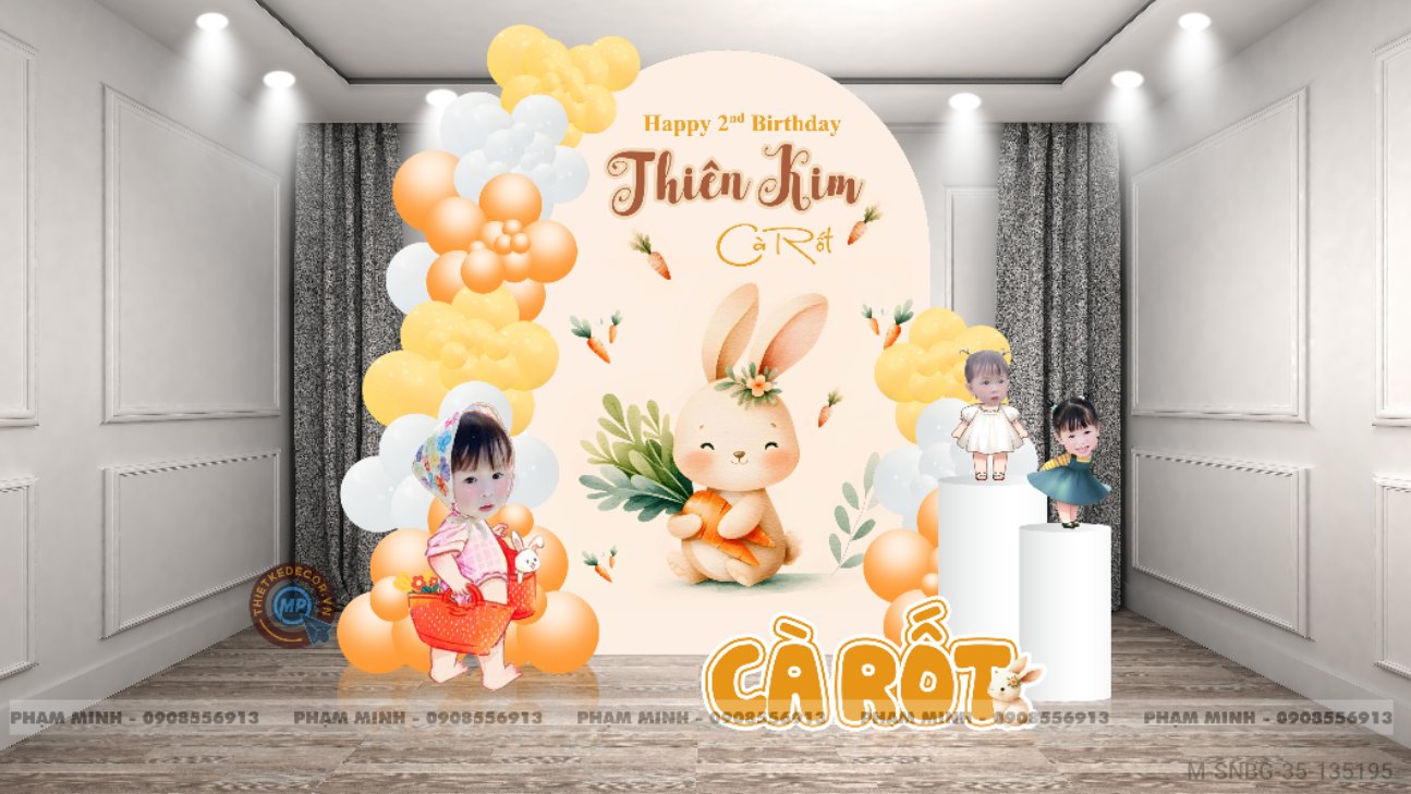 File sinh nhật bé Gái back U chủ đề Cà Rốt cute đáng yêu.