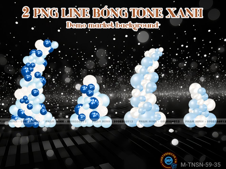 2 PNG Line bóng tone xanh dùng demo market và background sinh nhật, sự kiện,...