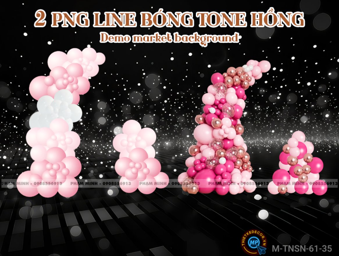 2 PNG Line bóng tone hồng dùng demo market và background sinh nhật, sự kiện,...