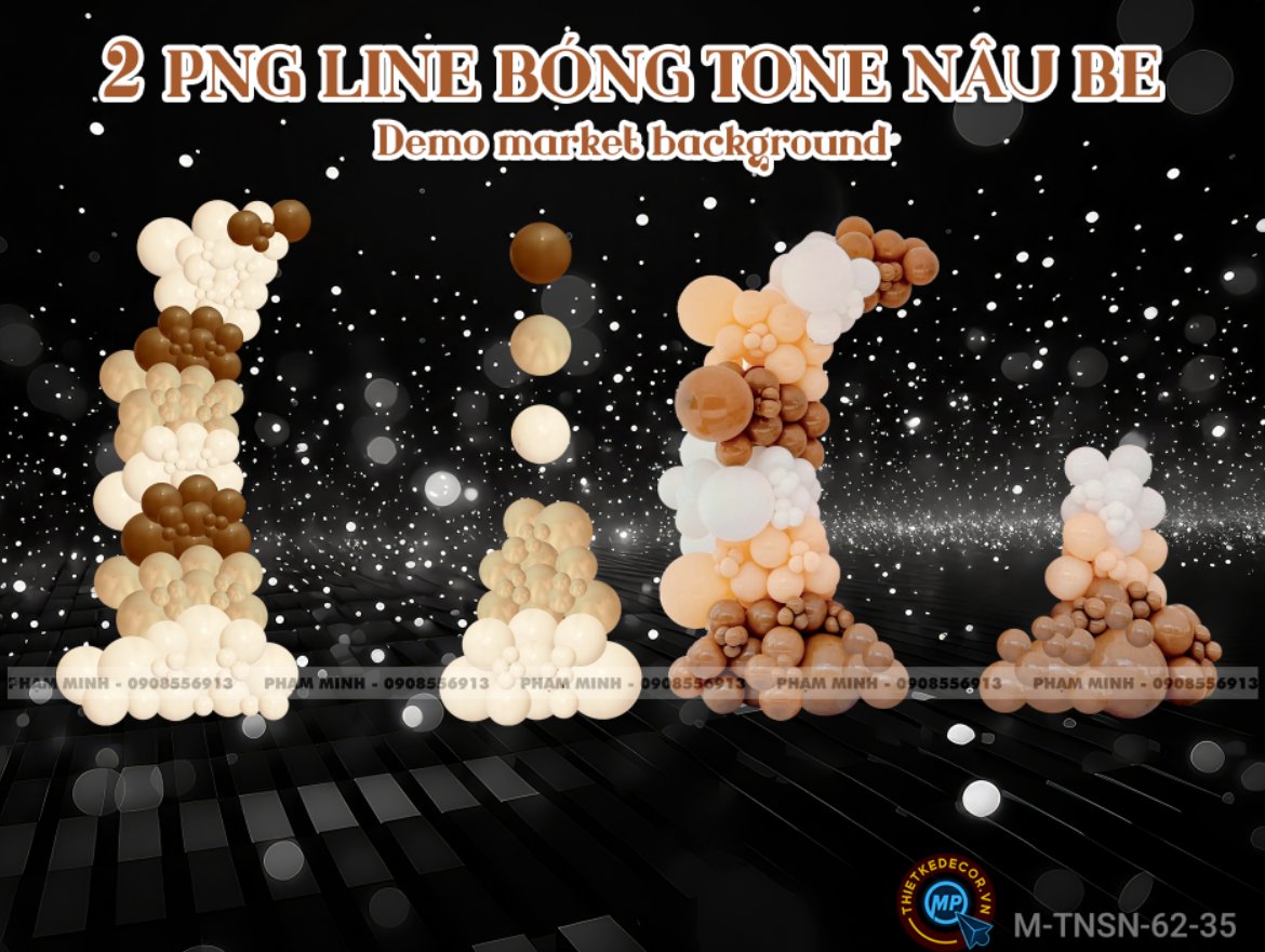 2 PNG Line bóng tone Nâu be dùng demo market và background sinh nhật, sự kiện,...