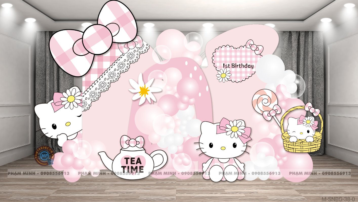 File thiết kế sinh nhật bé gái chủ đề Hello kitty cute dễ thương đáng yêu