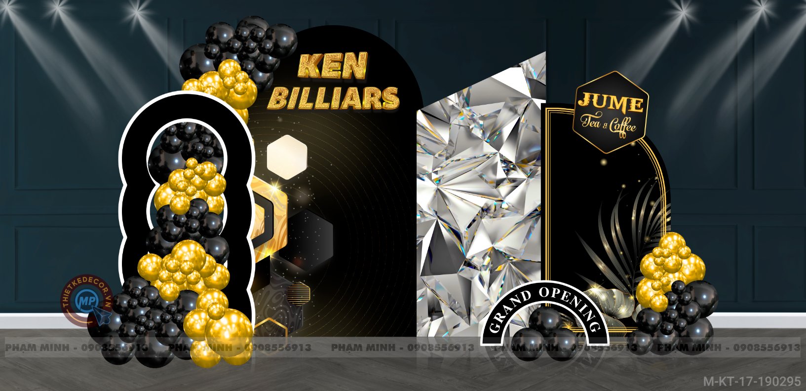 File thiết kế background khai trương Bida Bar Coffee tone đen vàng Luxury Sang Trọng