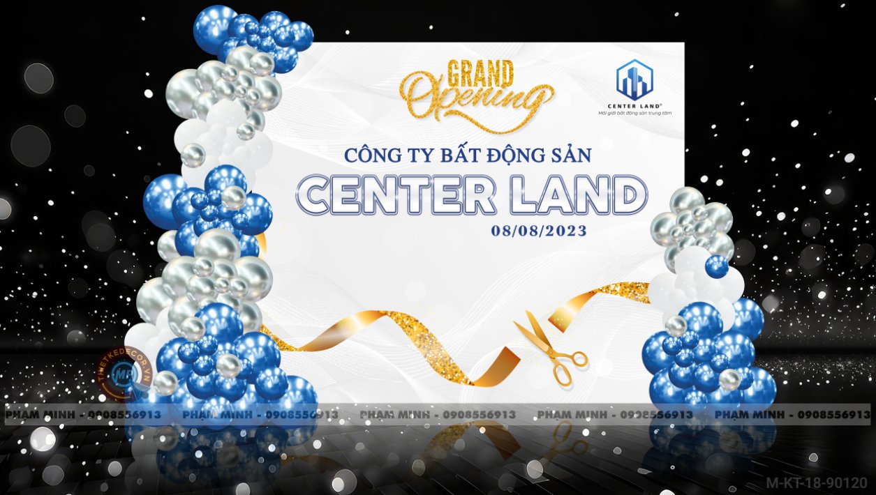 File thiết kế background khai trương Công Ty Grand Opening tone xanh bạc Luxury Sang Trọng