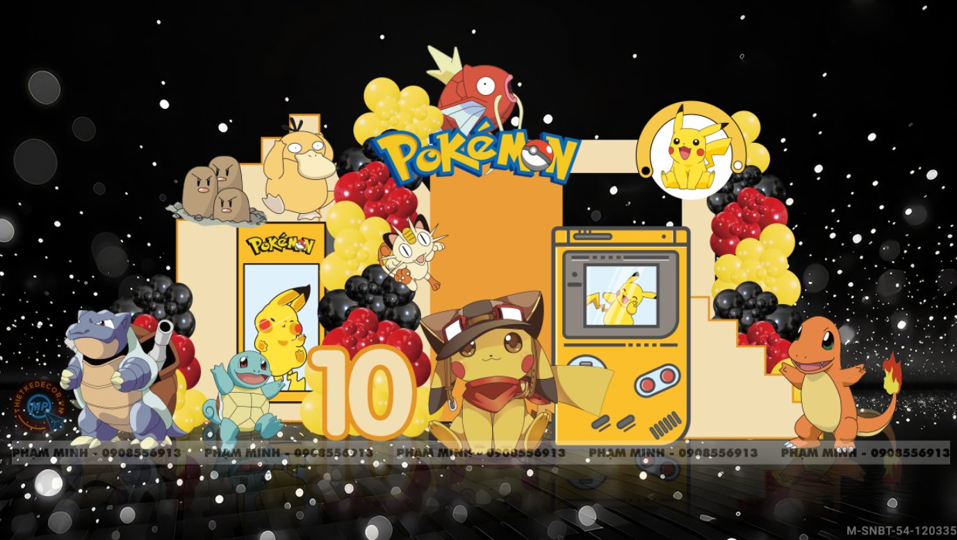 File thiết kế sinh nhật bé trai chủ đề POKEMON.