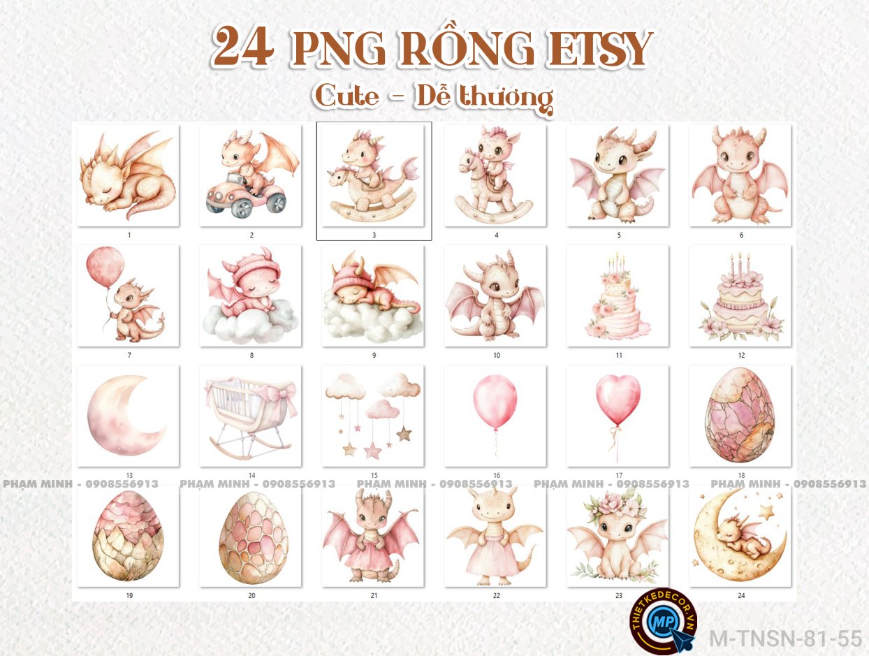 24 PNG rồng etsy cute dễ thương đáng yêu tách nền nét căng