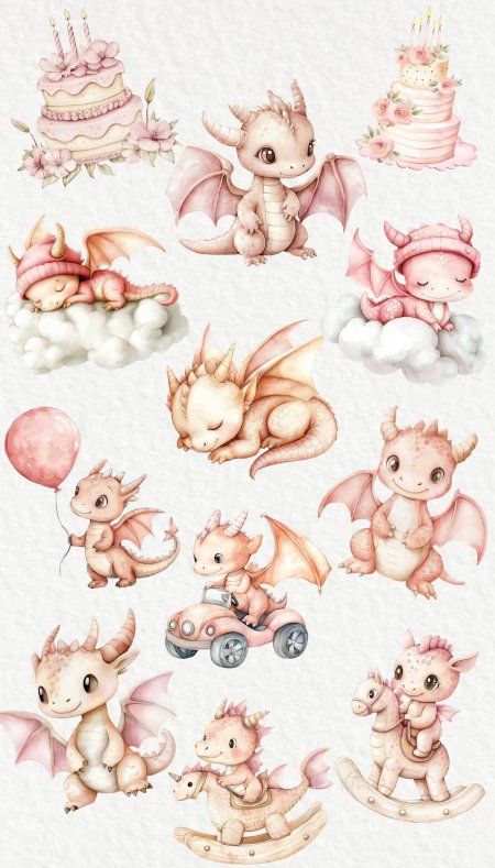 24 PNG rồng etsy cute dễ thương đáng yêu tách nền nét căng - Hình 3