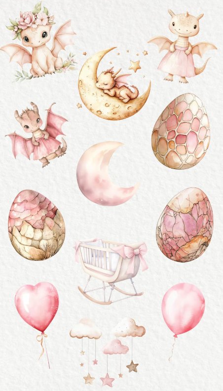 24 PNG rồng etsy cute dễ thương đáng yêu tách nền nét căng - Hình 4