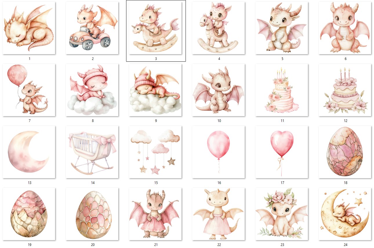 24 PNG rồng etsy cute dễ thương đáng yêu tách nền nét căng - Hình 5