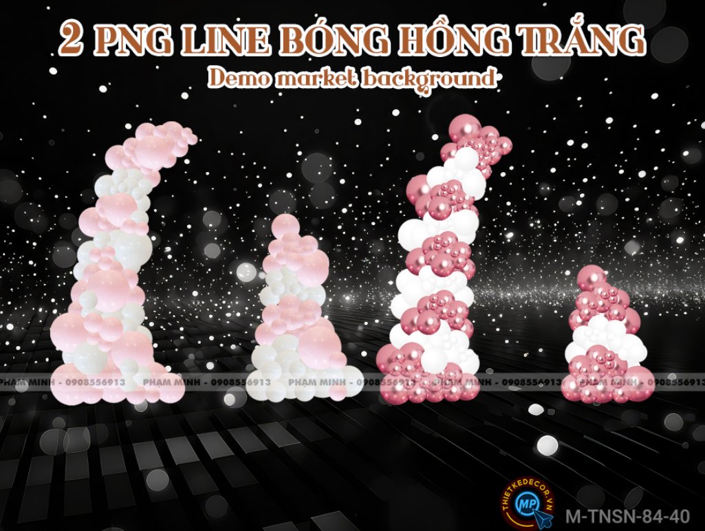2 PNG Line bóng tone HỒNG MIX TRẮNG dùng demo market và background sinh nhật, sự kiện,...