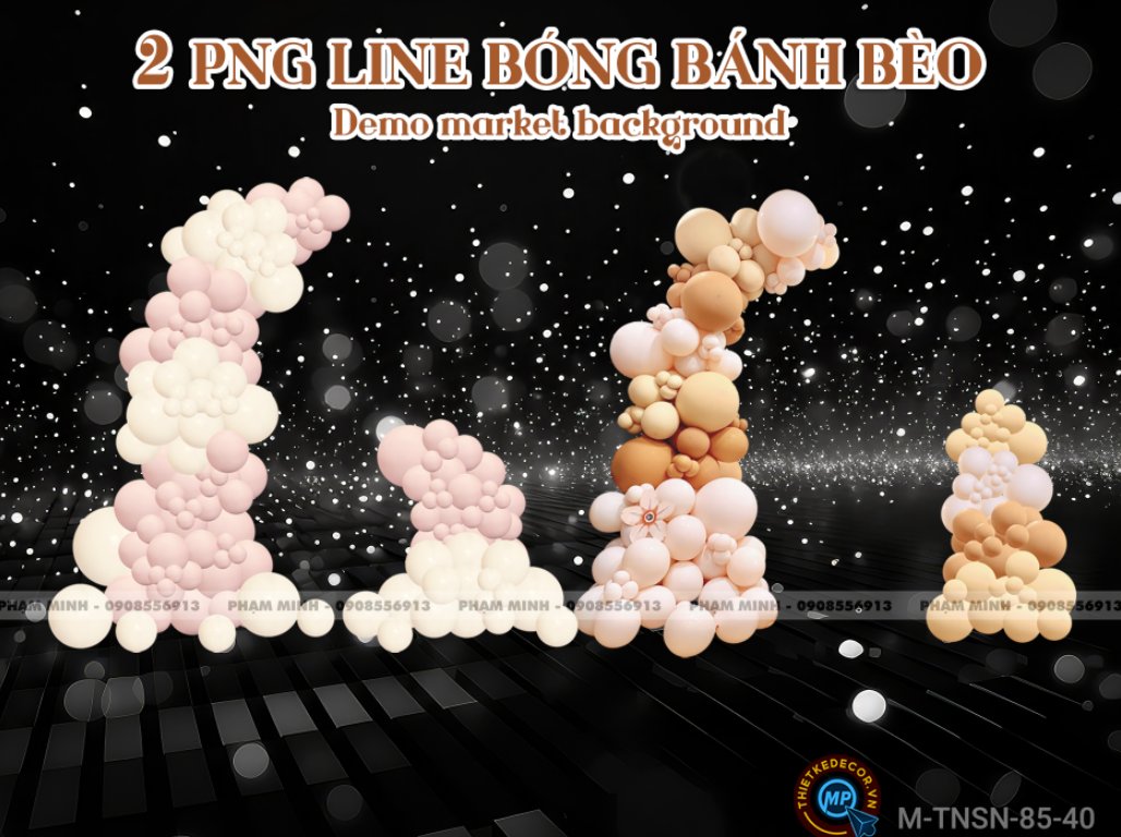 2 PNG Line bóng tone pastel nhẹ nhàng dùng demo market và background sinh nhật, sự kiện,...