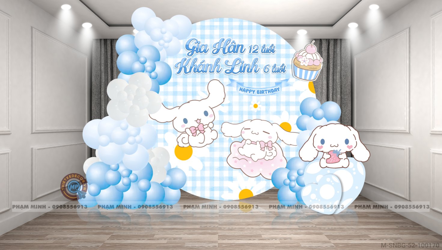 File thiết kế sinh nhật bé gái chủ đề Thỏ Cinnamoroll cute đáng yêu dễ thương