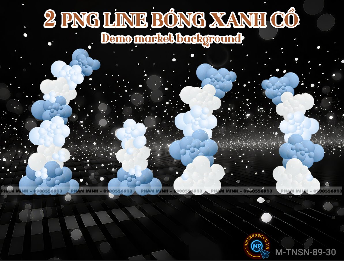 2 PNG Line bóng tone xanh cổ vịt dùng demo market và background sinh nhật, sự kiện,...