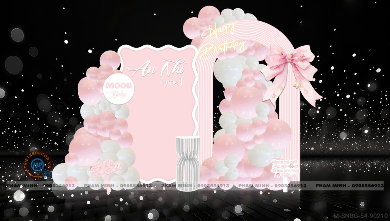 File thiết kế sinh nhật bé gái tone hồng pastel nhẹ nhàng cute đáng yêu