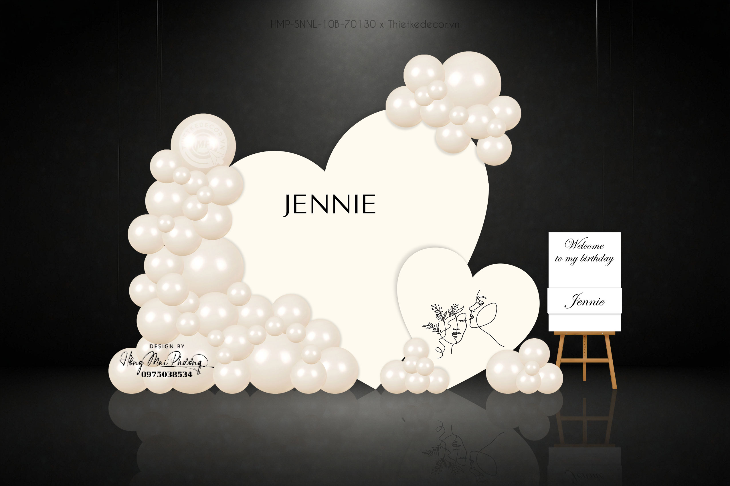 Sinh nhật cô gái trẻ - tone kem và tone hồng