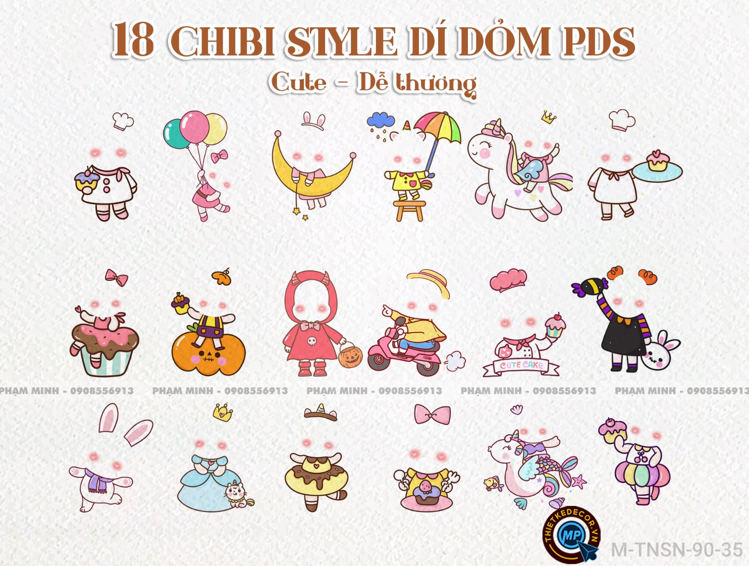 18 File chibi cute dí dỏm đáng yêu - Định dạng photoshop