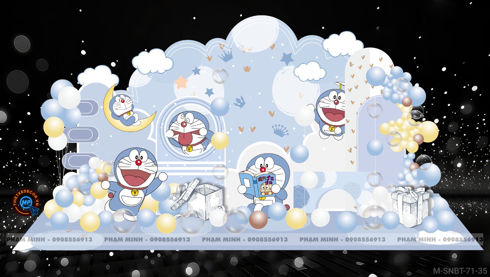 File thiết kế sinh nhật chủ đề Doremon dễ thương, đáng yêu, cute, sang trọng.