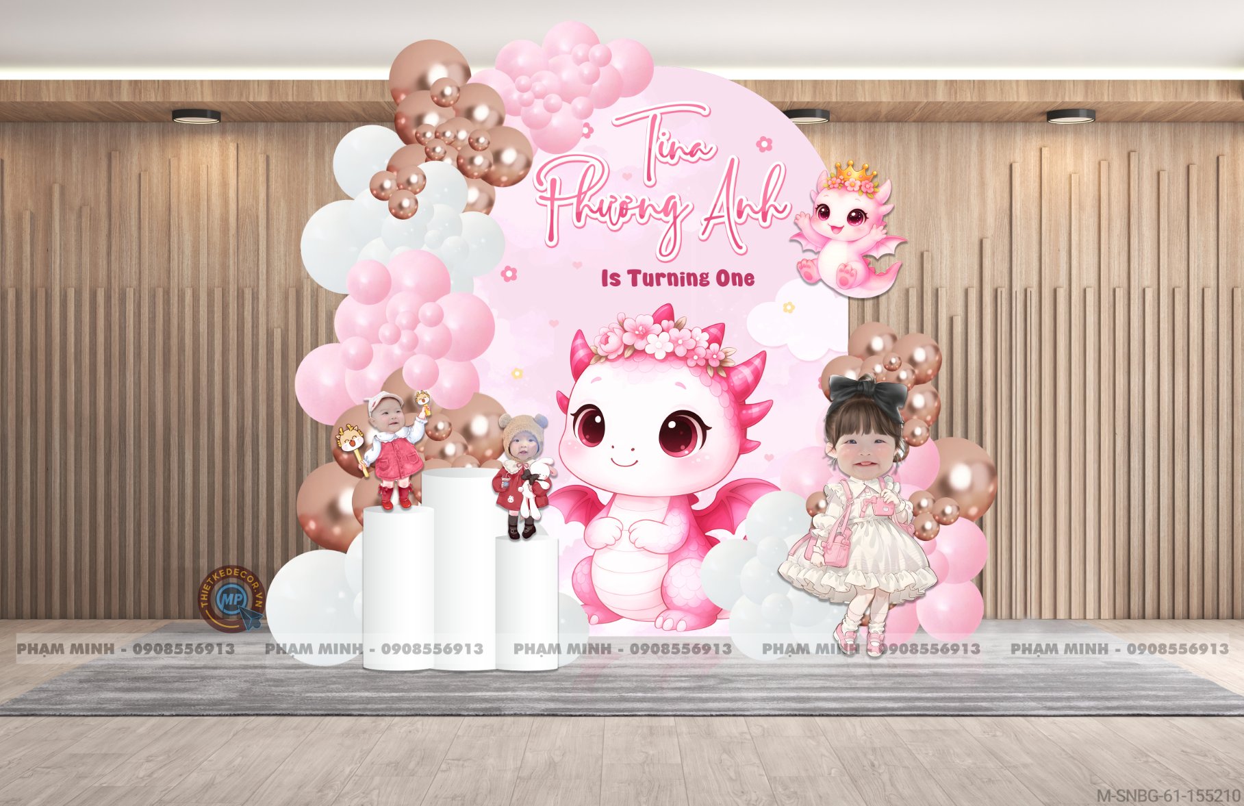 File thiết kế sinh nhật bé gái tuổi rồng tone hồng back U cute đáng yêu