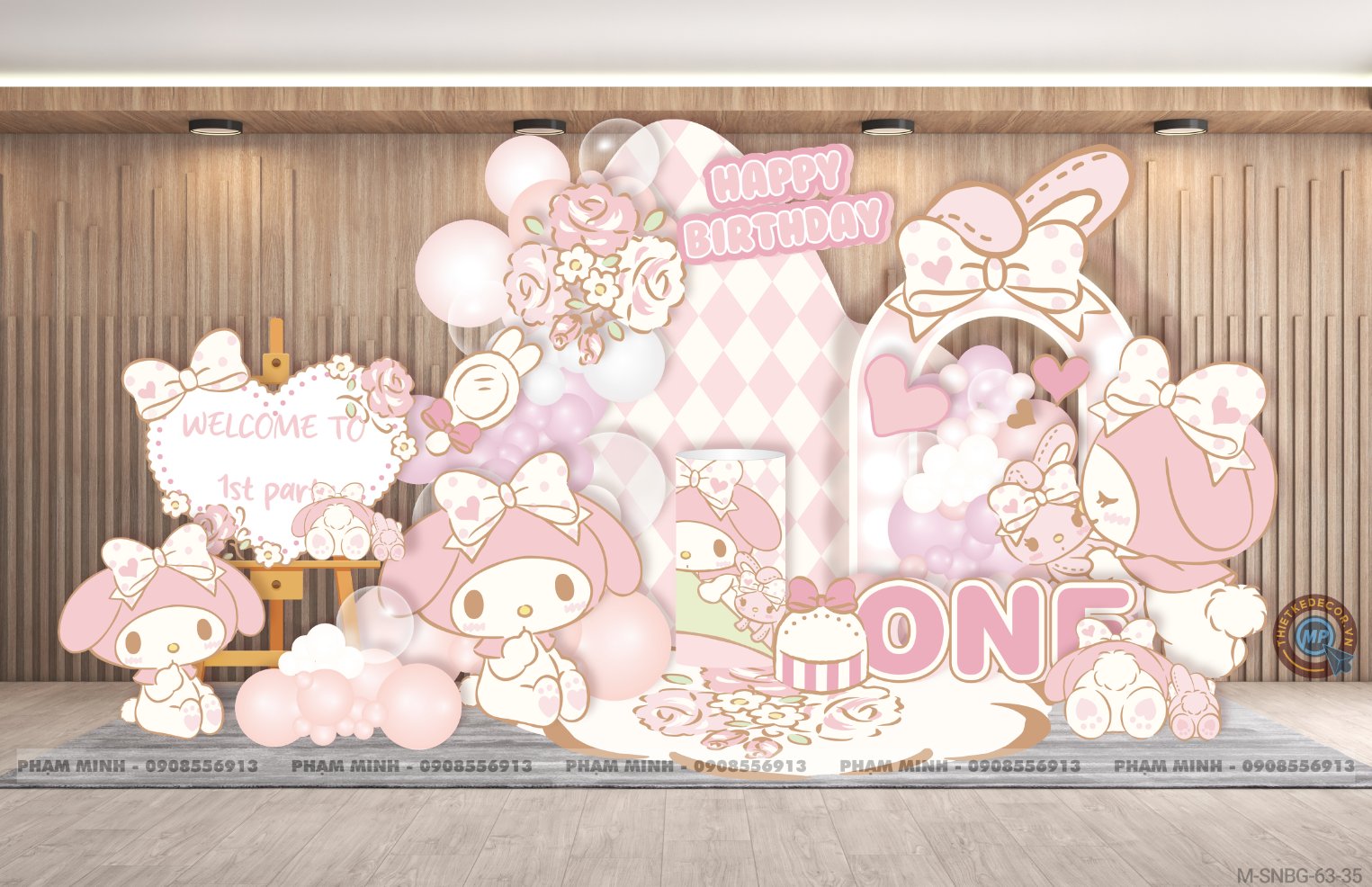 File thiết kế sinh nhật bé gái tuổi chủ đề Melody cute đáng yêu