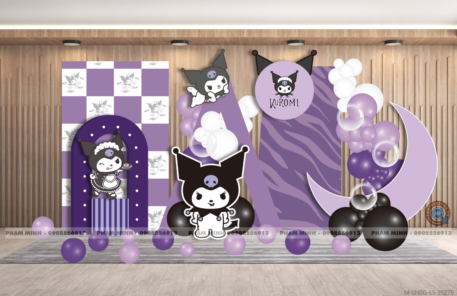 File thiết kế sinh nhật bé gái chủ đề Kuromi tone tím cute đáng yêu