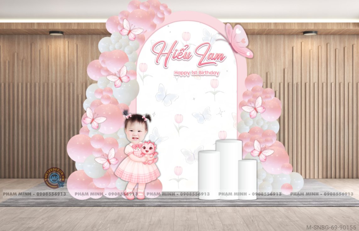 File thiết kế sinh nhật bé gái tuổi rồng tone hồng back tròn cute đáng yêu