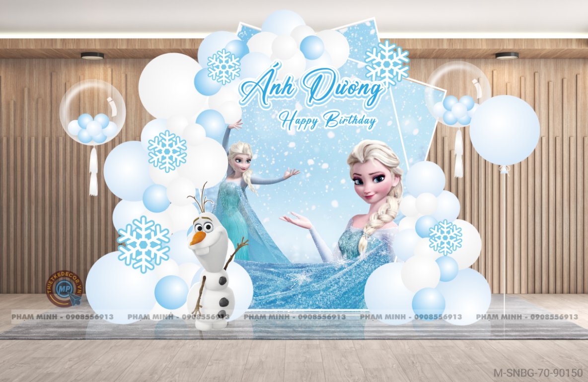 File thiết kế sinh nhật bé gái chủ đề Elsa back tròn cute đáng yêu