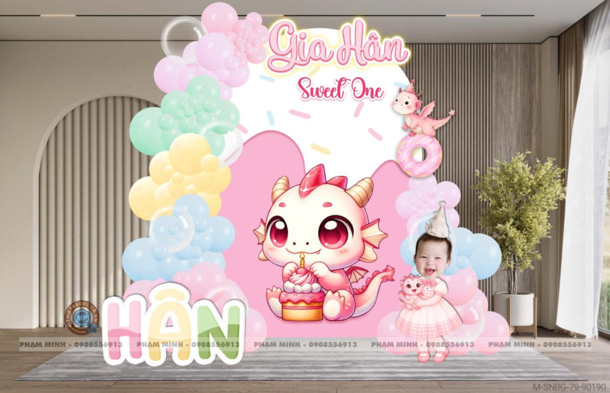 File thiết kế sinh nhật bé gái tuổi rồng chủ đề Kem Apple cute đáng yêu