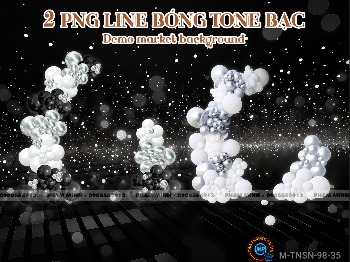 2 PNG Line bóng tone trắng đen bạc dùng demo market và background sinh nhật, sự kiện,...