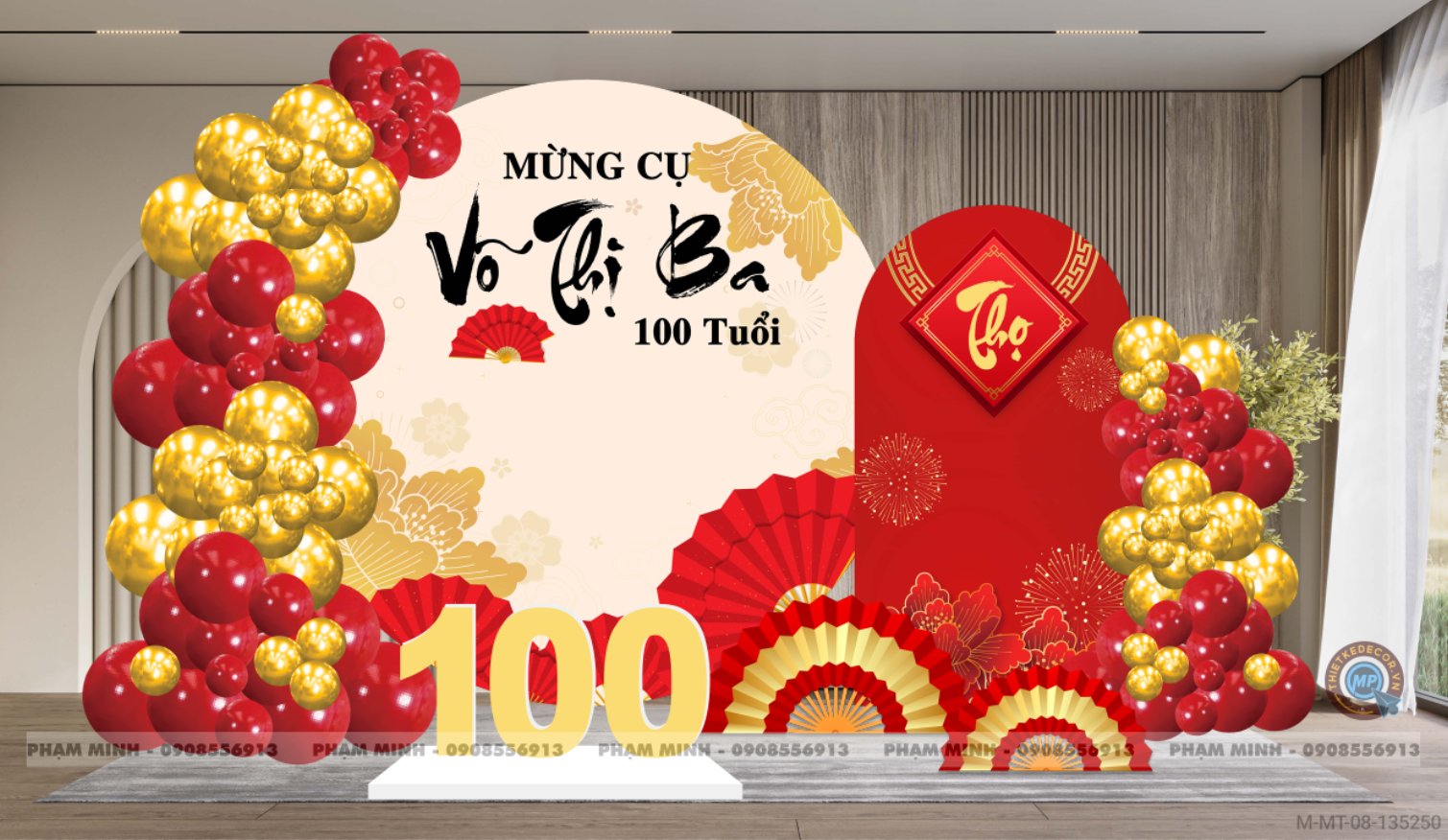 File thiết kế Market tiệc mừng thượng thọ sang trọng hiếu kính.