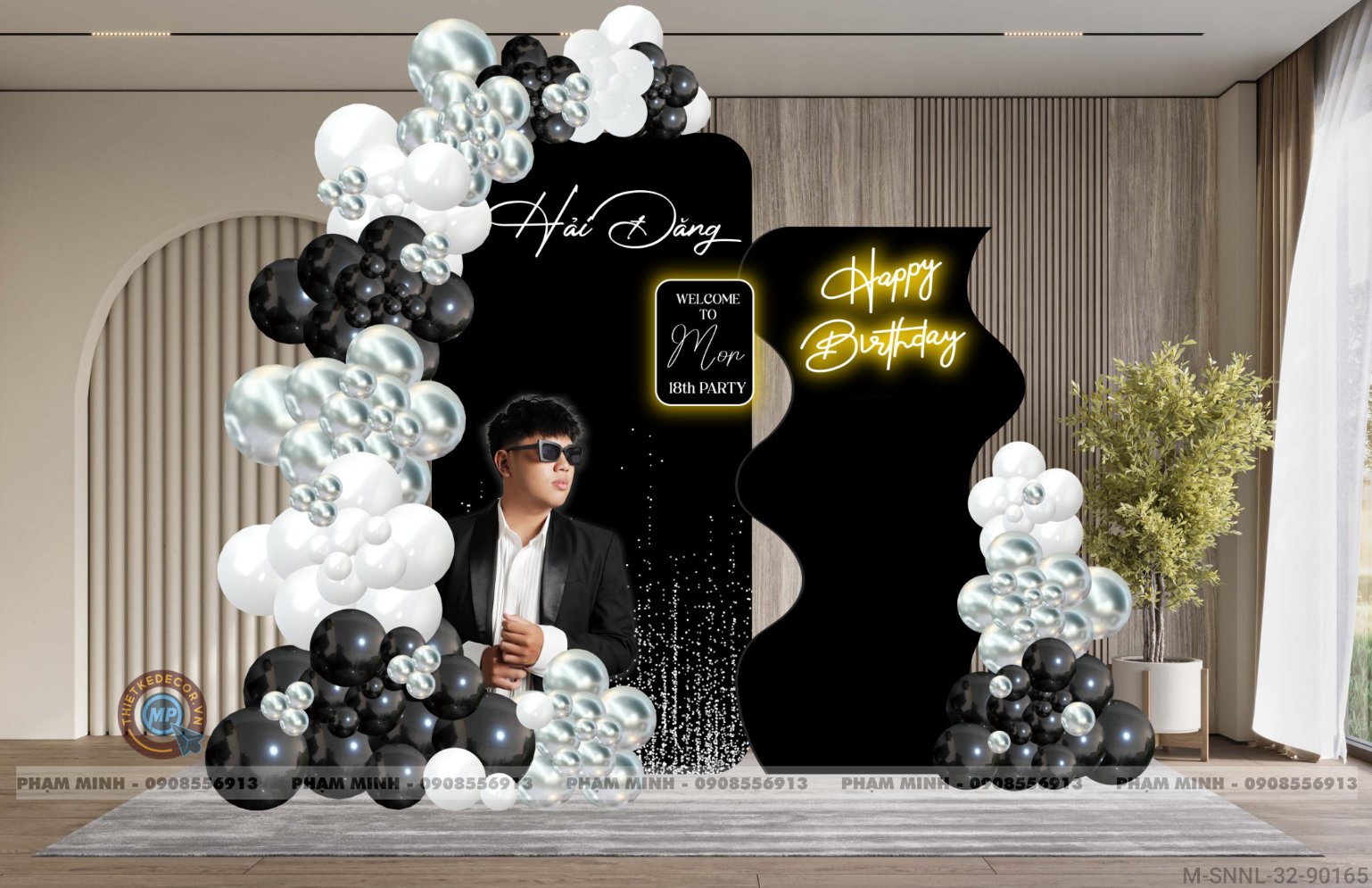 File thiết kế sinh nhật người lớn tone đen trắng bạc sang trọng đẳng cấp cho Sếp, người yêu, bạn bè, ...