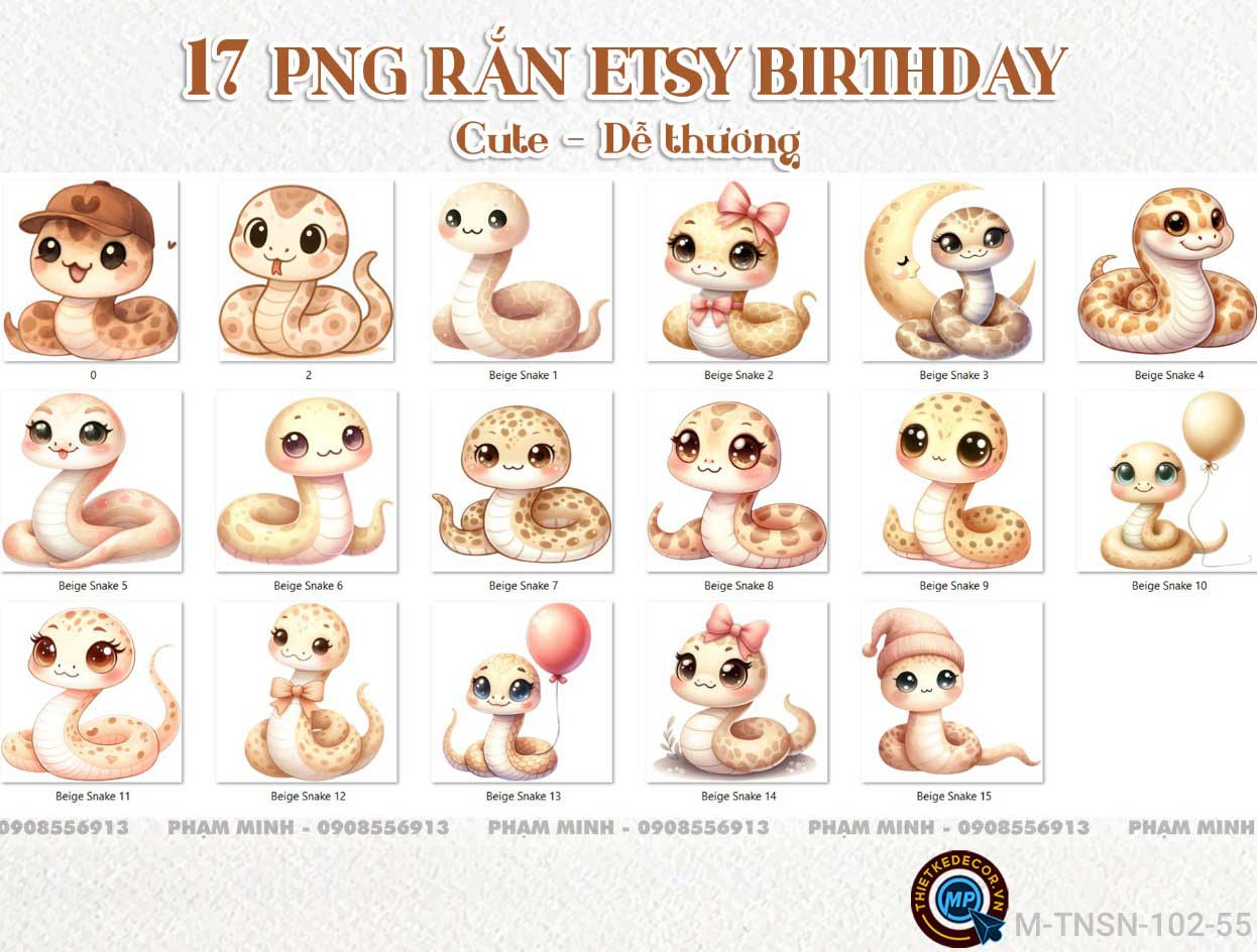 15 PNG Rắn Etsy Tone Nâu Vàng tách nền nét căng cute đáng yêu dễ thương