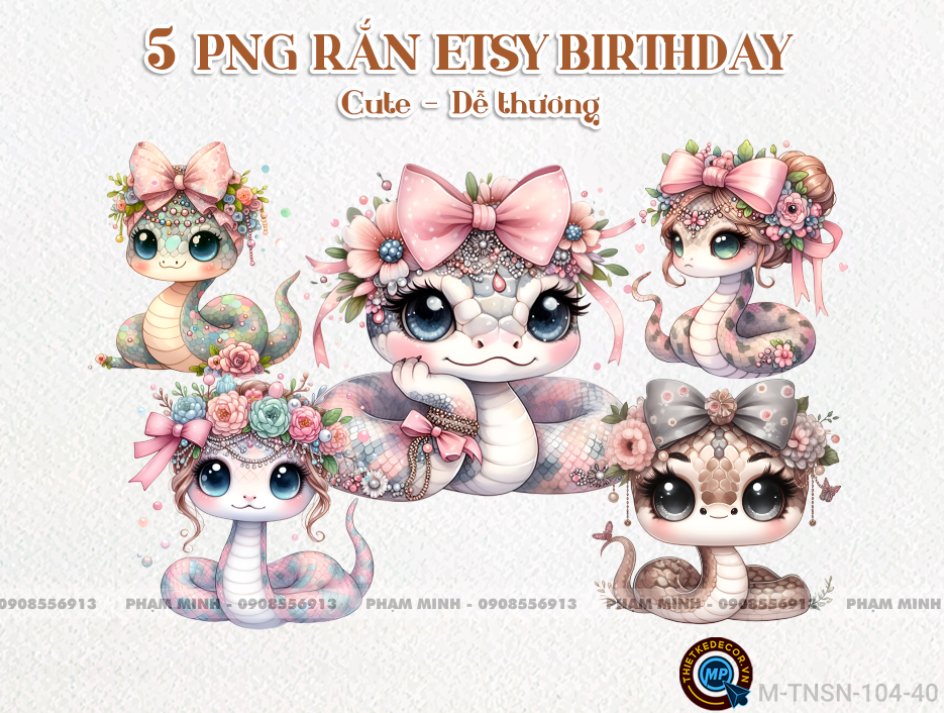 5 PNG rắn ETSY tách nền đáng yêu dễ thương cute nét căng