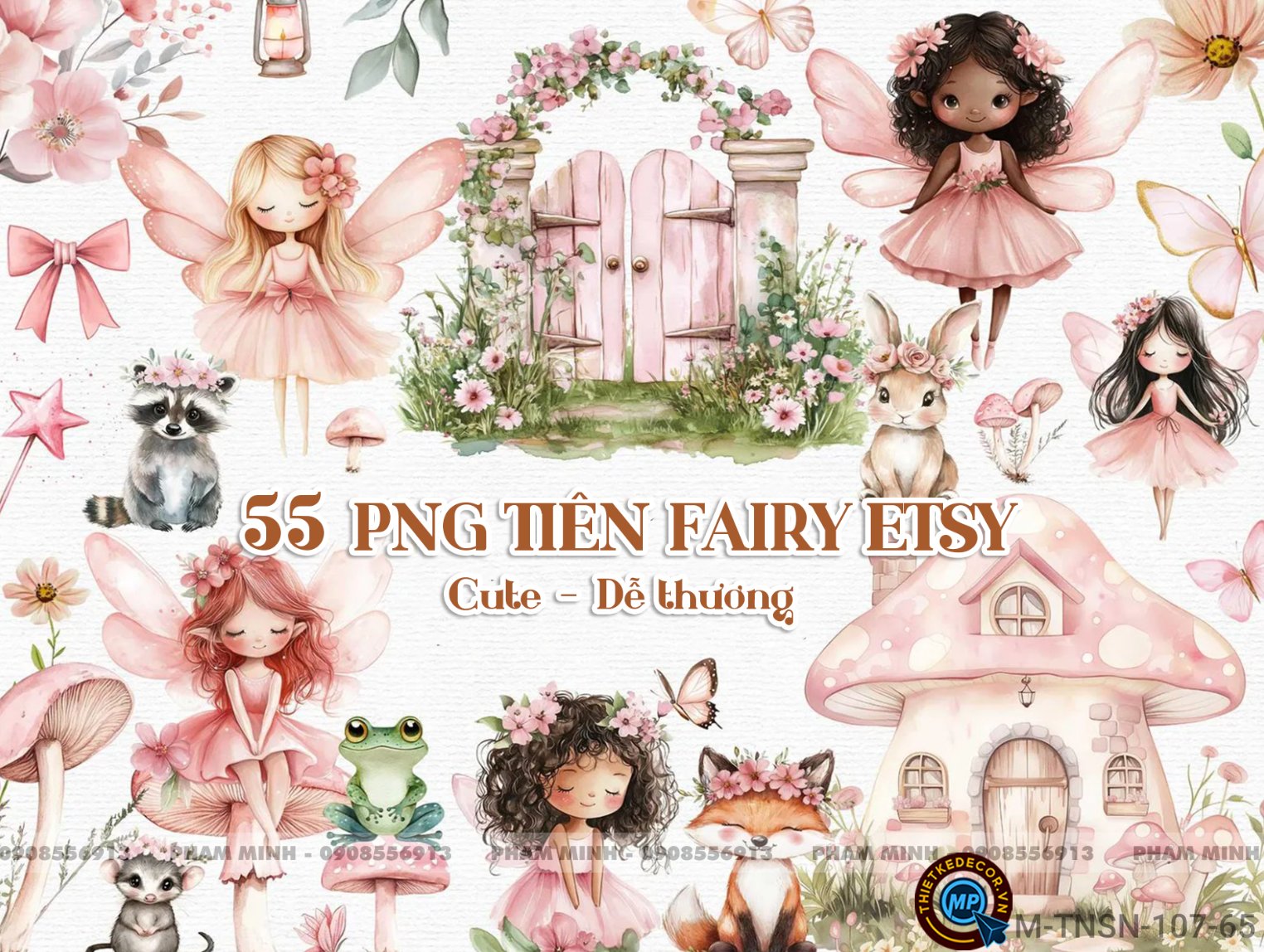 55 PNG Tiên Bướm Lâu đài Nấm hồng FAIRY ETSY cute đáng yêu tách nền nét căng