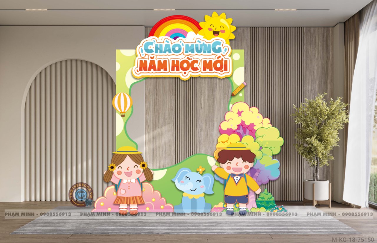 File thiết kế khung chụp ảnh khai giảng chào mừng năm học mới 2025 - 2026 sang trọng, dễ thương, đáng yêu