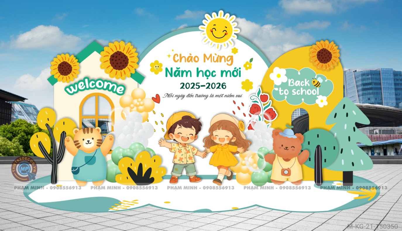 File thiết kế background khai giảng chào mừng năm học mới 2025 - 2026 sang trọng, dễ thương, đáng yêu